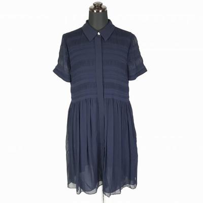 Diane Von Furstenberg Sheer Shirt Dress 4 Women XL Navy No Lining Spring Summer Diane Von Furstenberg(USED)
