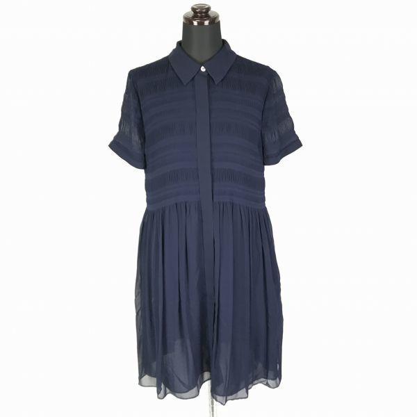 Diane von Furstenberg Sheer Shirt Dress 4 Women XL Navy No Lining Spring Summer Diane von Furstenberg(USED)