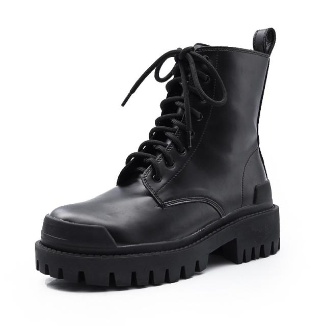 

Обувь Женские осенне-зимние новые ботильоны Женская обувь Носите модные ботинки на толстой подошве Винтажные женские Botas De Mujer 41 чёрный