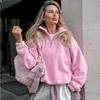 French Style, Minimalist, Fashionable, Women's, Sports Hoodie, Autumn and Winter New Styles, Solid Color Outerwear