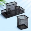Pen Holder Storage Box Iron Art Hollow Desktop Storage Square Minimalist Multifunctional Pen Holder for Students Office Supplies