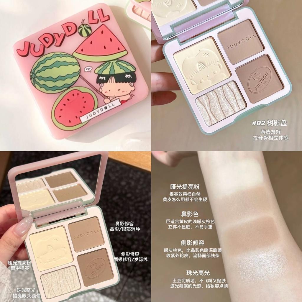Judydoll Highlighter Contour Palette Make-up Mattes Highlight & Natürlicher Schatten,Gesichtsmodellierung für Nase, Wangen Aufbaubar Langanhaltend