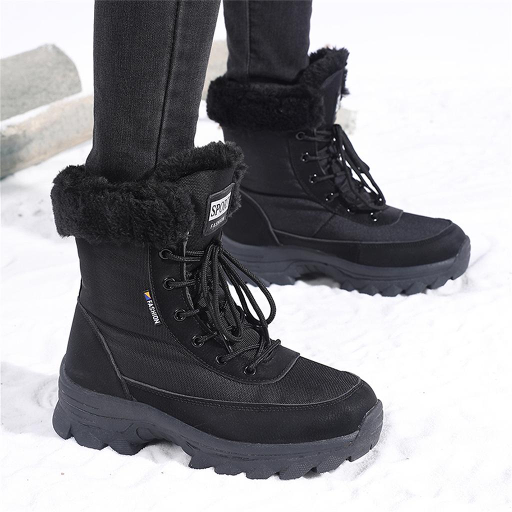 TUINANLE Dames varme bomullssko snøstøvler vinter ankelstøvletter sklisikre korte støvletter