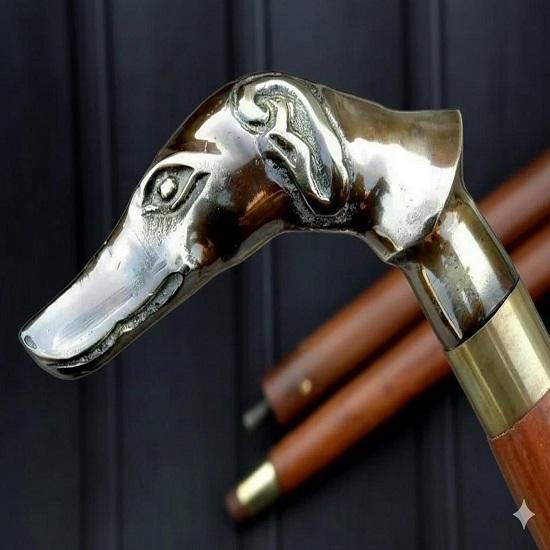 Messing Hundekopf Gehstock im viktorianischen Stil: Rosenholz Herrenstock