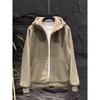 Men's Solid Color Hooded Fleece Cardigan - Thick, Loose Fit Zipper Jacket for Autumn and Winter.