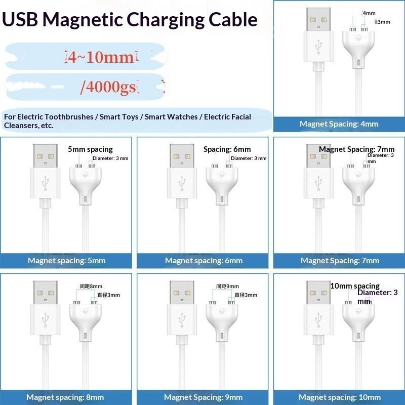 Magnetic Charging Cable Center Spacing 2P 5Mm 5/6/7/8/9/10Mm Magnet Suction Usb Power Charger For Beauty Instrument Smart Device