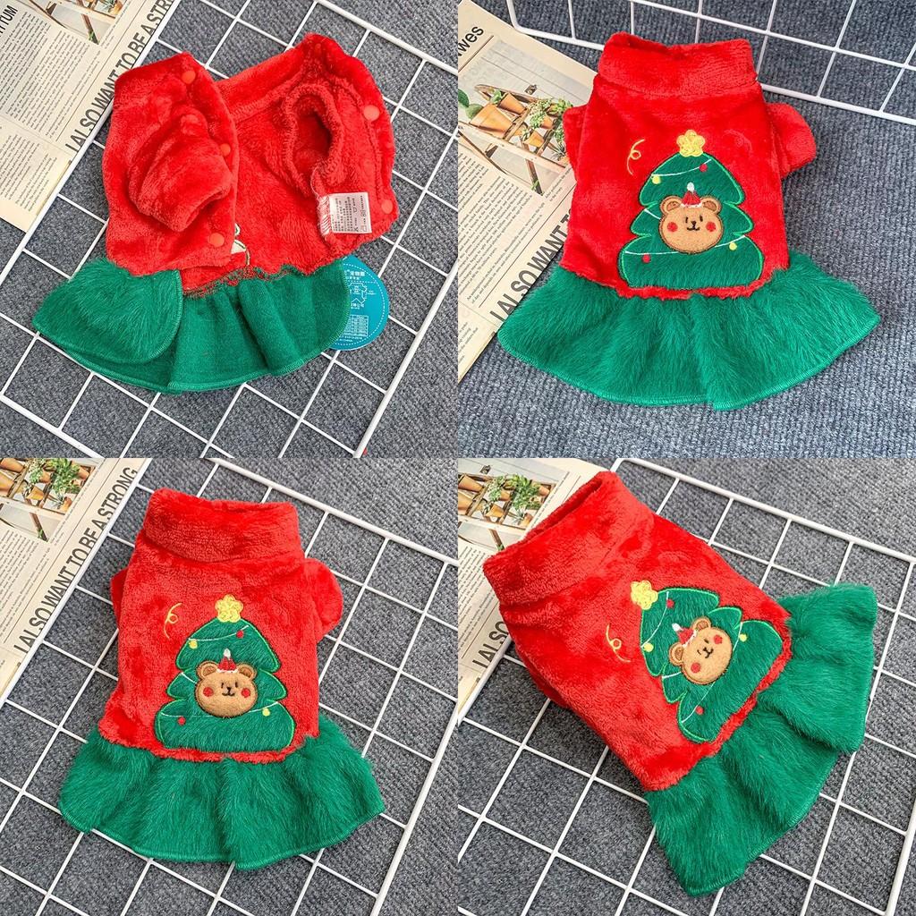 Adorable Red Christmas Dog Dress With Festive Reindeer Sweater Design For Pets