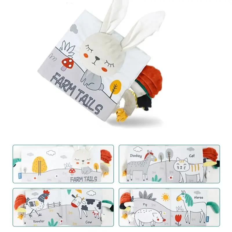 Baby Stoffbuch Spielzeug Tiere Weich Lernen Pädagogisches Spielzeug für Babys Entwicklung Montessori Sensorische Bücher Babyspielzeug 0 12 Monate