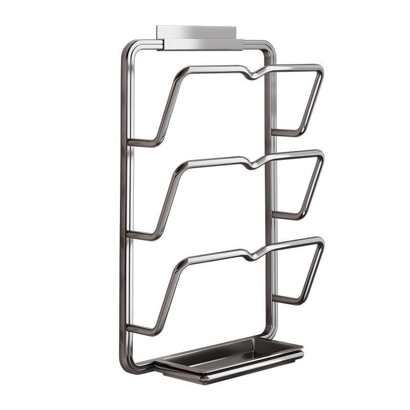 Multi-functional No-Drill Kitchen Storage Rack for Pot Lids and Chopping Boards