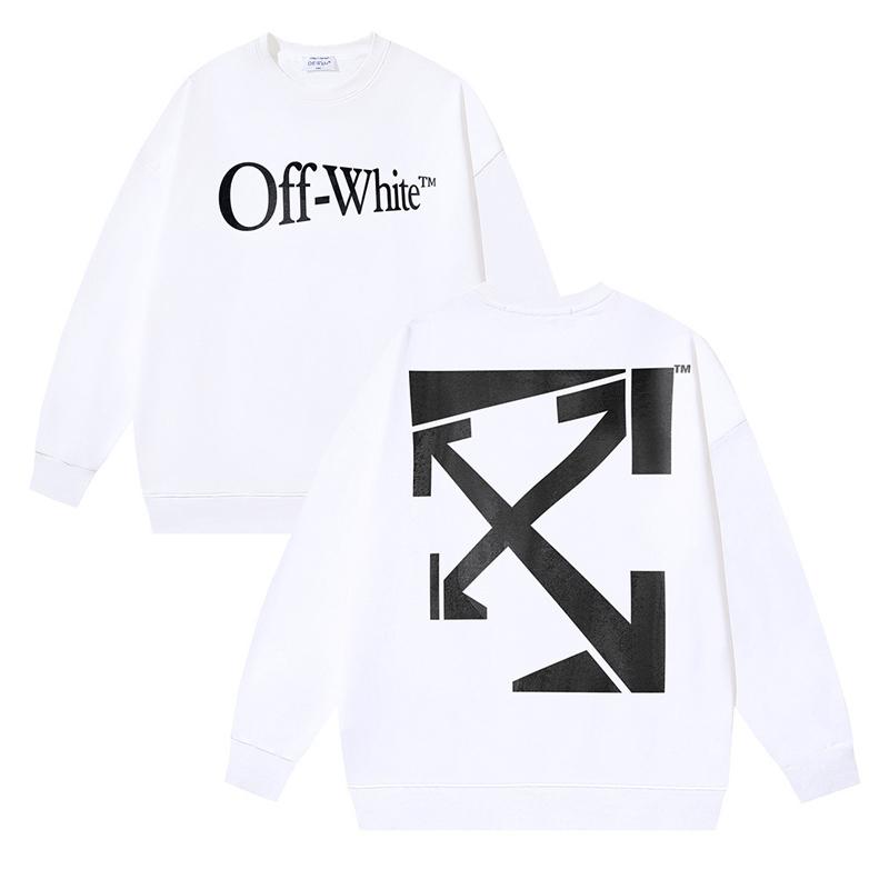 

1290 Off-White 2025 Autumn and Winter New Geometric Letter Arrow Pattern Round Neck Pullover Hoodie for Men and Women Round Neck Hoodie M білий