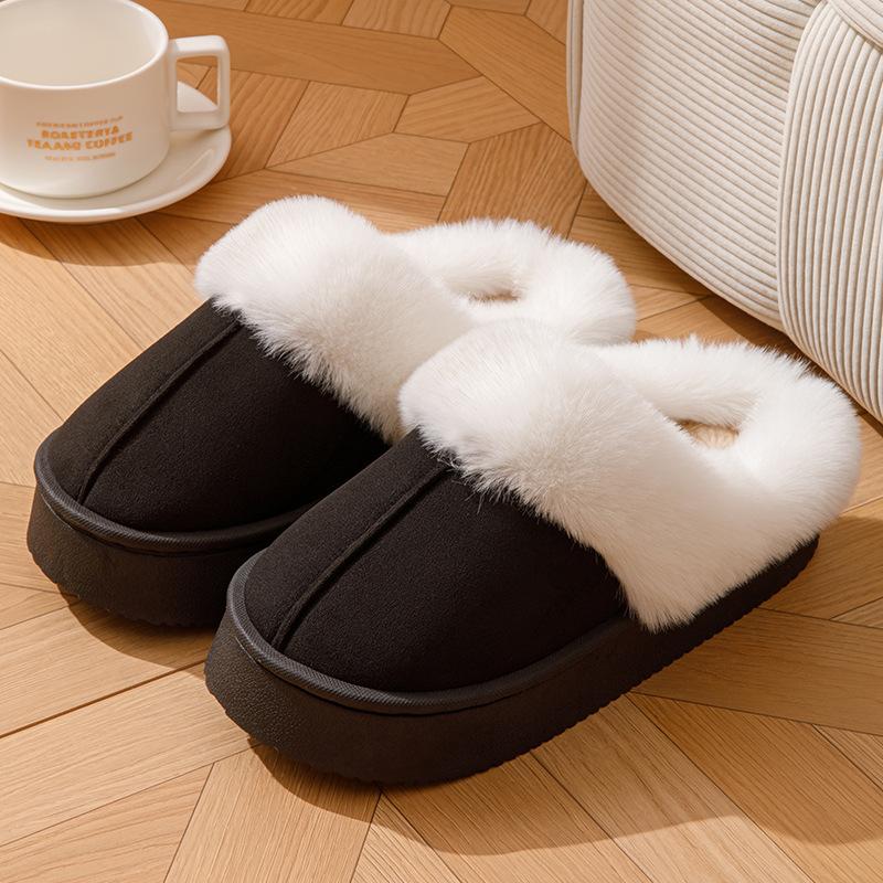 2025 new home winter warm plush slippers do not shed hair design thick bottom non-slip home indoor cotton mop