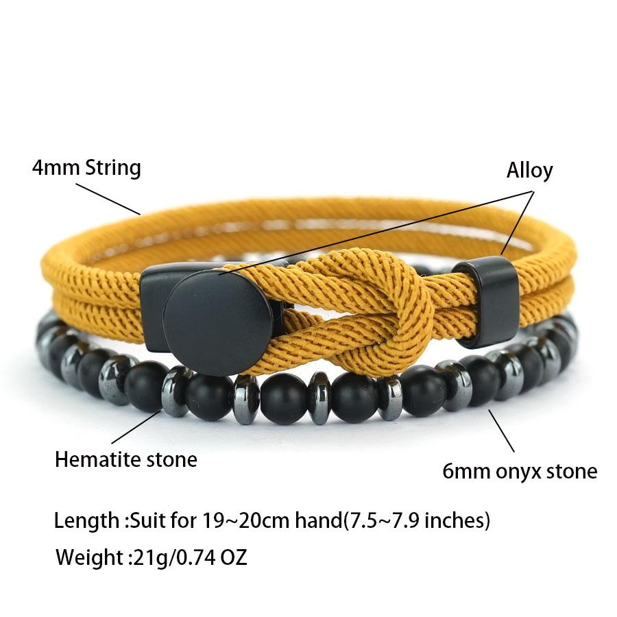 Noter New 2Pcs/Set Men Bracelet Grade A 4mm String Wrap Braslet 6mm Onyx Hematite Stone Healing Yoga Meditation Braclet Pulseria