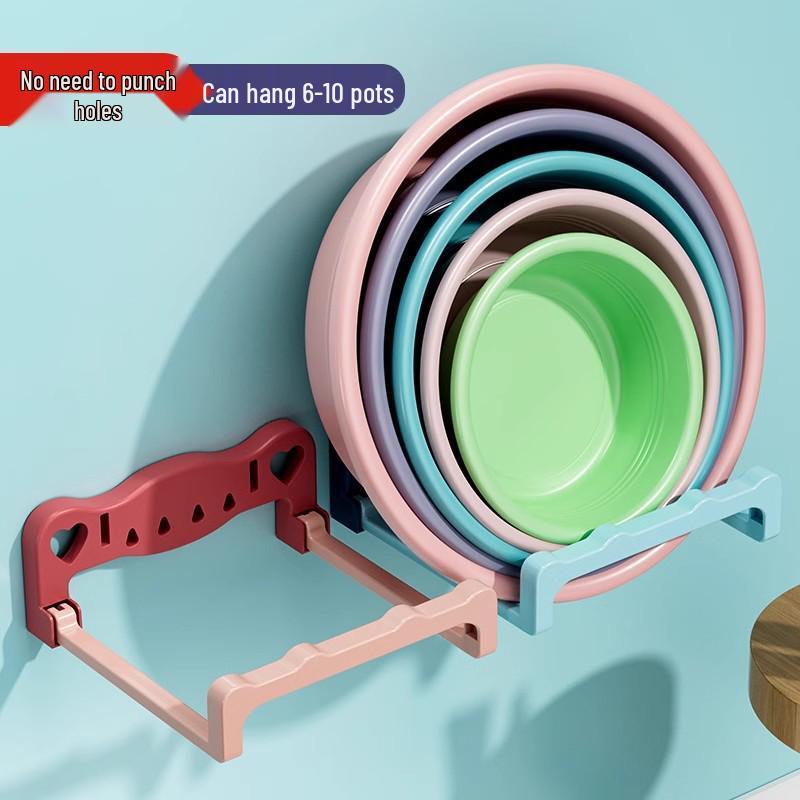 Foldable Wall-Mounted Washbasin & Bathroom Storage Rack, Punch-Free Shelf for Toilet, Bath, and Foot Basin.