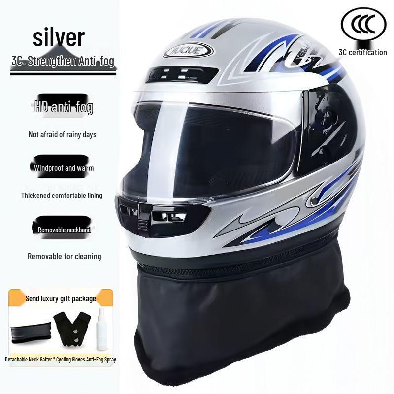 Autumn/Winter Anti-fog Electric Motorcycle Helmet, Class A Safety, Unisex.
