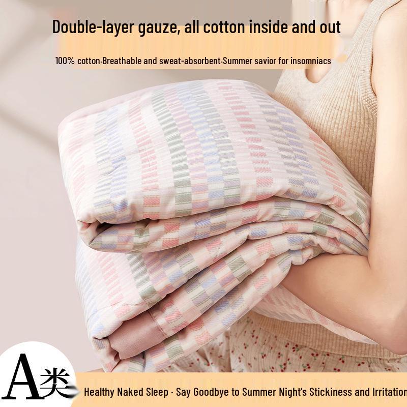 Summer Cool 100% Cotton Double Layer Gauze Quilt Set