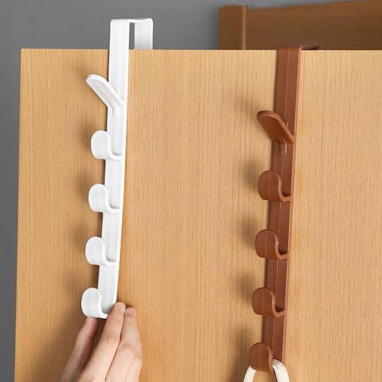 Hook Up Lightweight Plastic Door Hook with Drill-Free Installation Multiple Hooks Damage-free Door Hanger Home Storage Organizer