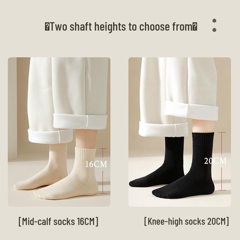 Women's Fleece-Lined Mid-Calf Socks - Thick, Warm Terry for Autumn/Winter