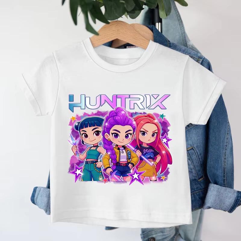Kpop Dämonenjägerin Girlgroup Baumwoll-T-Shirt - Kinder Rundhals Kurzarm