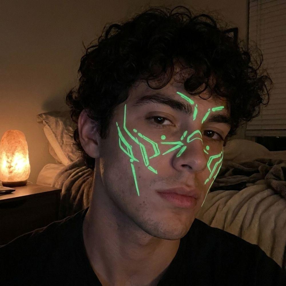Waterproof Halloween Luminous Face Tattoo Stickers Party Cosplay Temporary Tattoos Men Women
