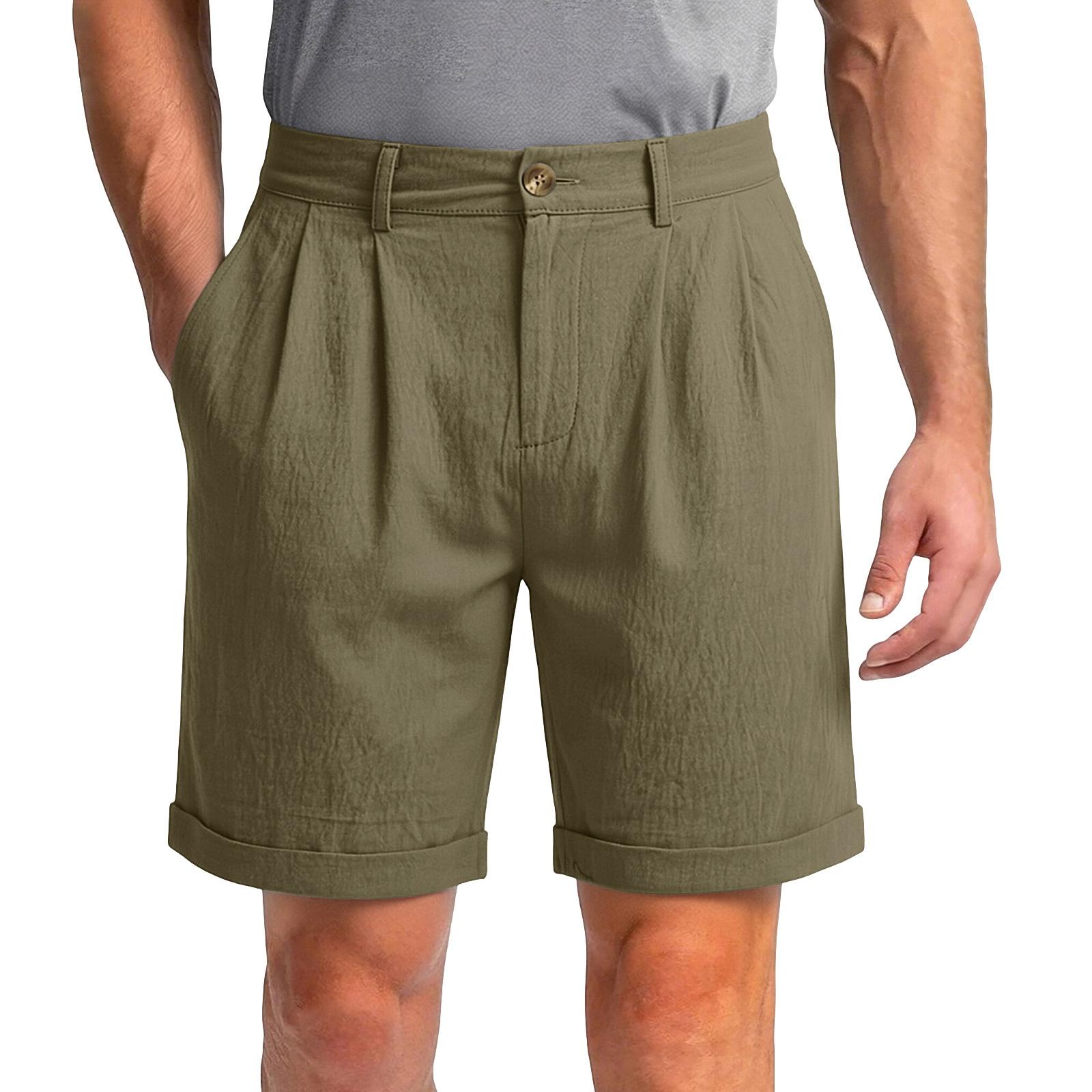Men s Summer Shorts With Buttons  Men s Casual Beach Shorts L армия зеленый