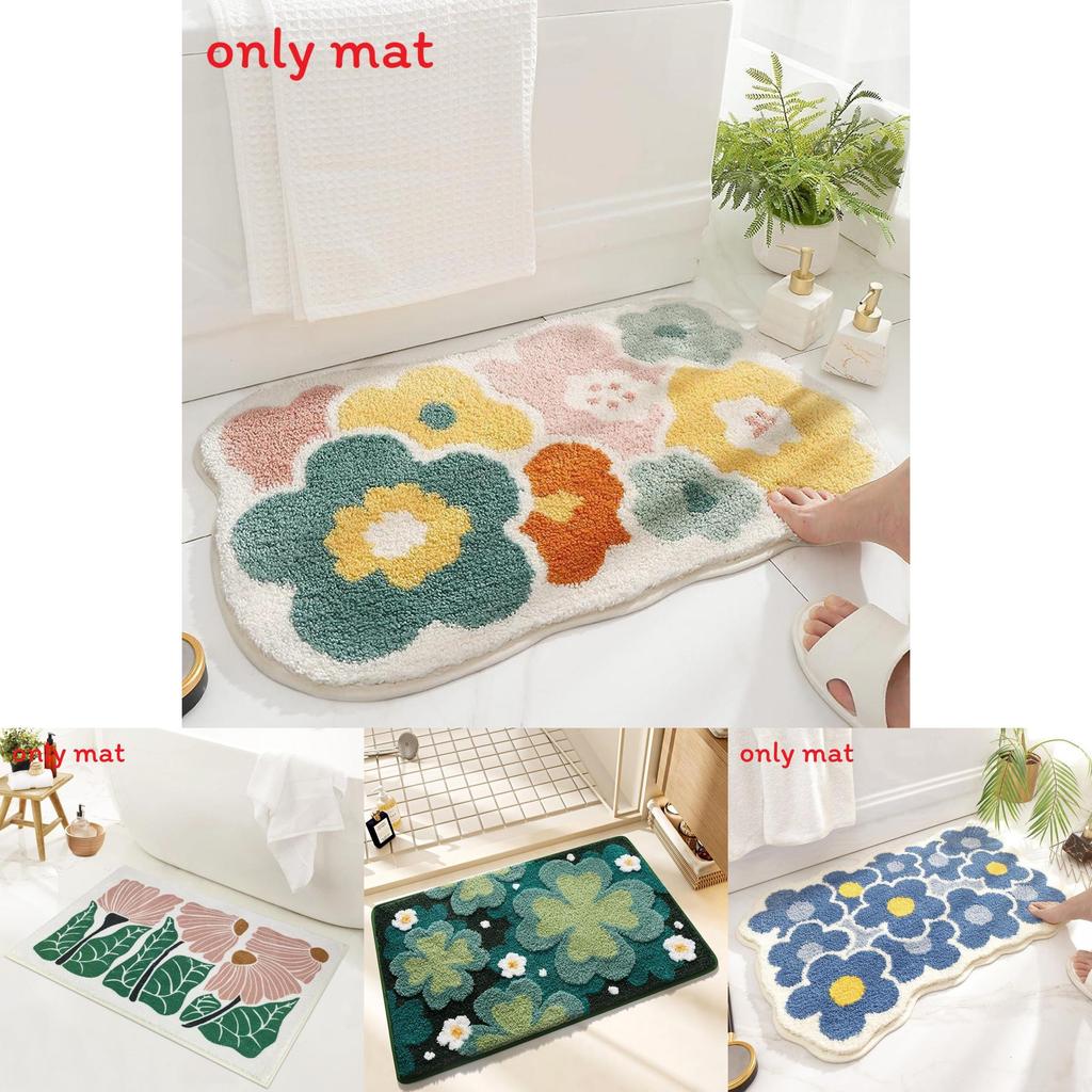 Sweet Flower Pattern Plush Absorbent Floor Mat Carpet For Bedroom Or Bathroom