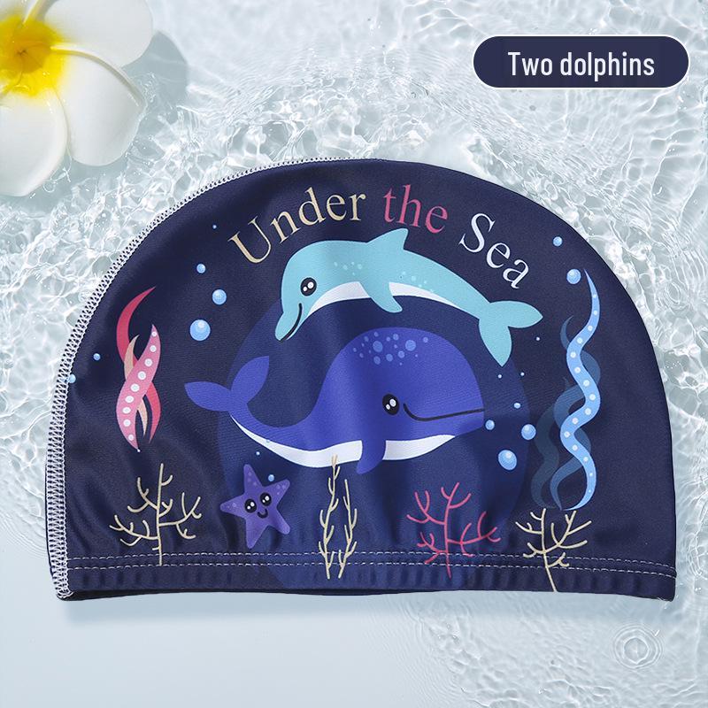 Waterproof Cartoon Swim Cap with Ear Protection for Adults - Unisex, Comfortable Fit