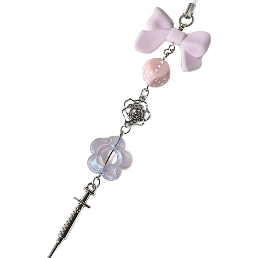 Cute Bowknot Heart Bead Keychain Pendant Bag Phone Pendant Women Backpack Handbag Charm Lovely Hanging Decoration