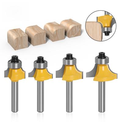 Set di quattro coltelli per smussatura e raccordo per la lavorazione del legno