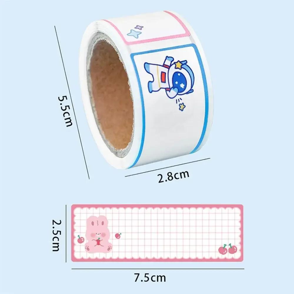60Pcs/Roll Durable Writable Name Sticker Cartoon Self-adhesive Labels Sticker Blank Student Stationery Tag Sticker