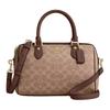 Rowan 25 Adesivo Impresso Fecho de Zíper Lona Revestida Ombro Transversal Tote Médio Feminino Bege e Marrom