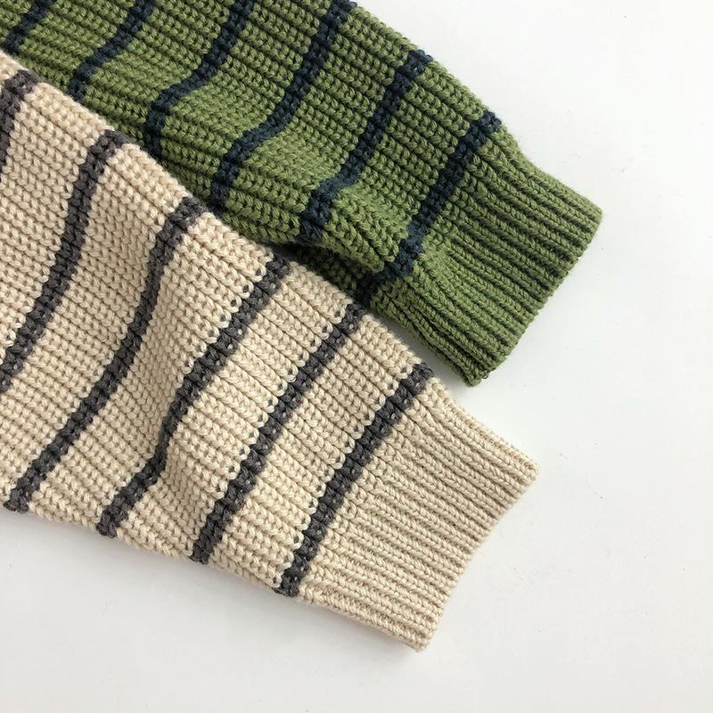 Autumn Stand Collar Kids Clothes Jacket Sweaters Classic Striped Boys Sweater Half Zipper Girls Knit Pullover Tops