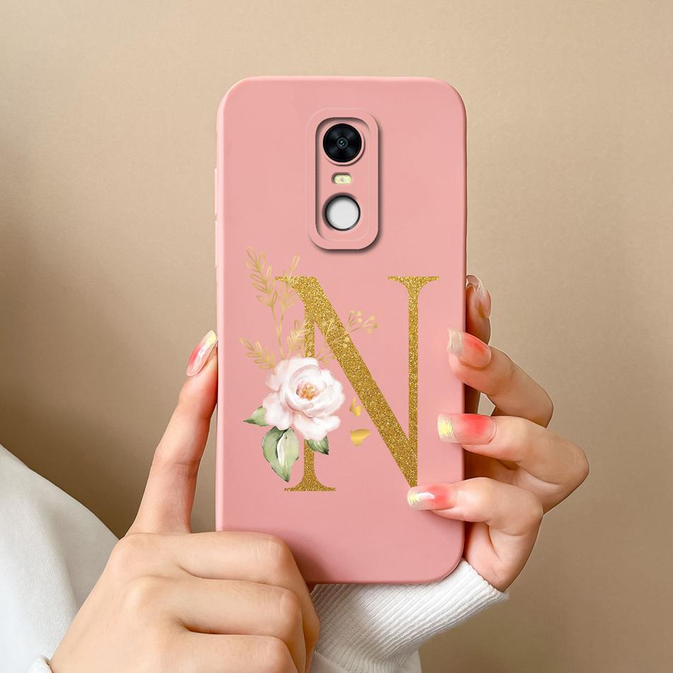 For Redmi 5 Plus Note5 Cases Shiny A-Z Letter Liquid Silicone Anti Drop Phone Protective Back Covers For Redmi5Plus Note5 Funda