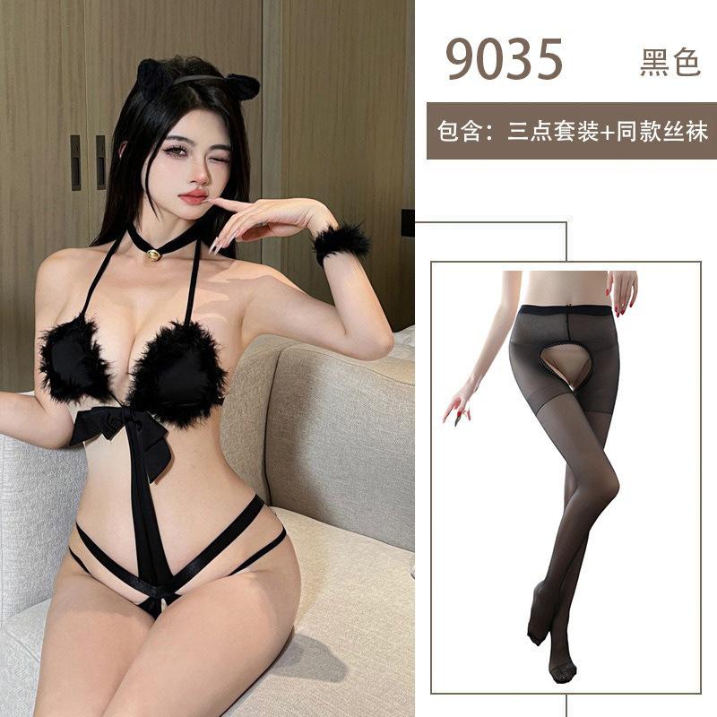 Sexy hot pussy lingerie uniform temptation three-point free open gear small breasts show big