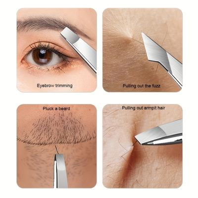 Ensemble de Pinces à Sourcils Ouriner 4 Pièces Acier Inoxydable Pinces à Sourcils Ensemble d'Outils de Beauté Professionnels Pour les Poils du Visage Incarnés
