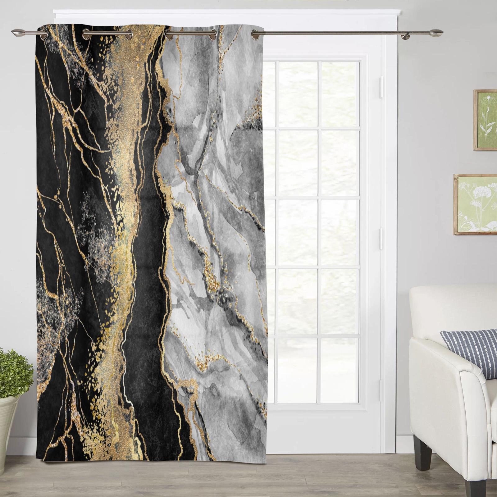 Абстрактные черные мраморные современные оконные шторы для гостиной — фото 2
