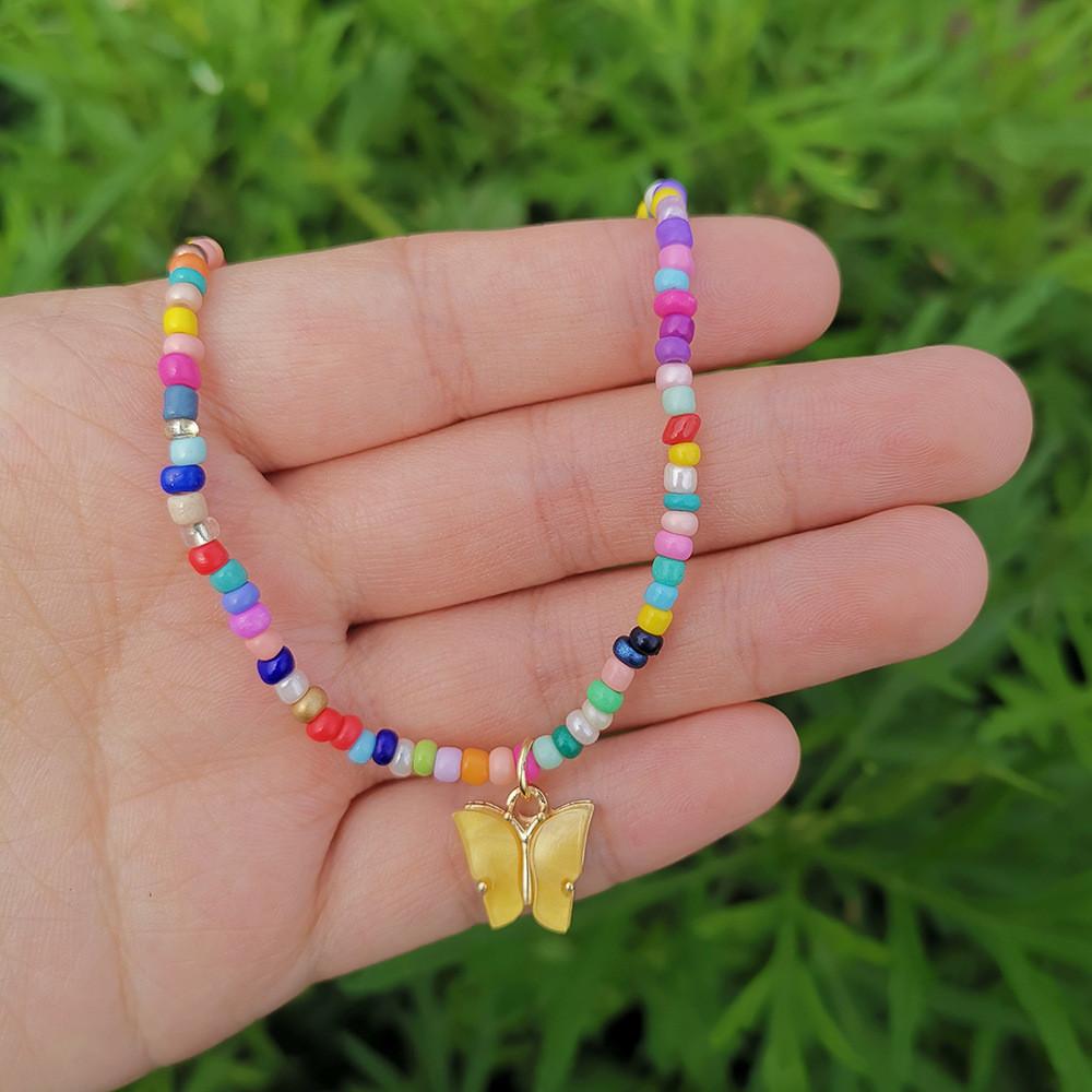 Bead Contemporary Colorful Necklace Featuring Elegant Butterfly Design For Modern Fashionistas