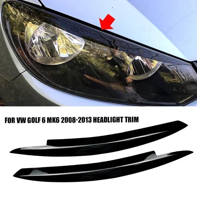2Pcs Black Headlight Eyebrow Eyelid Cover ABS Decorative Trim Fit for VW Golf 6 MK6 GTI GTR 2008-2013 Car Accessories