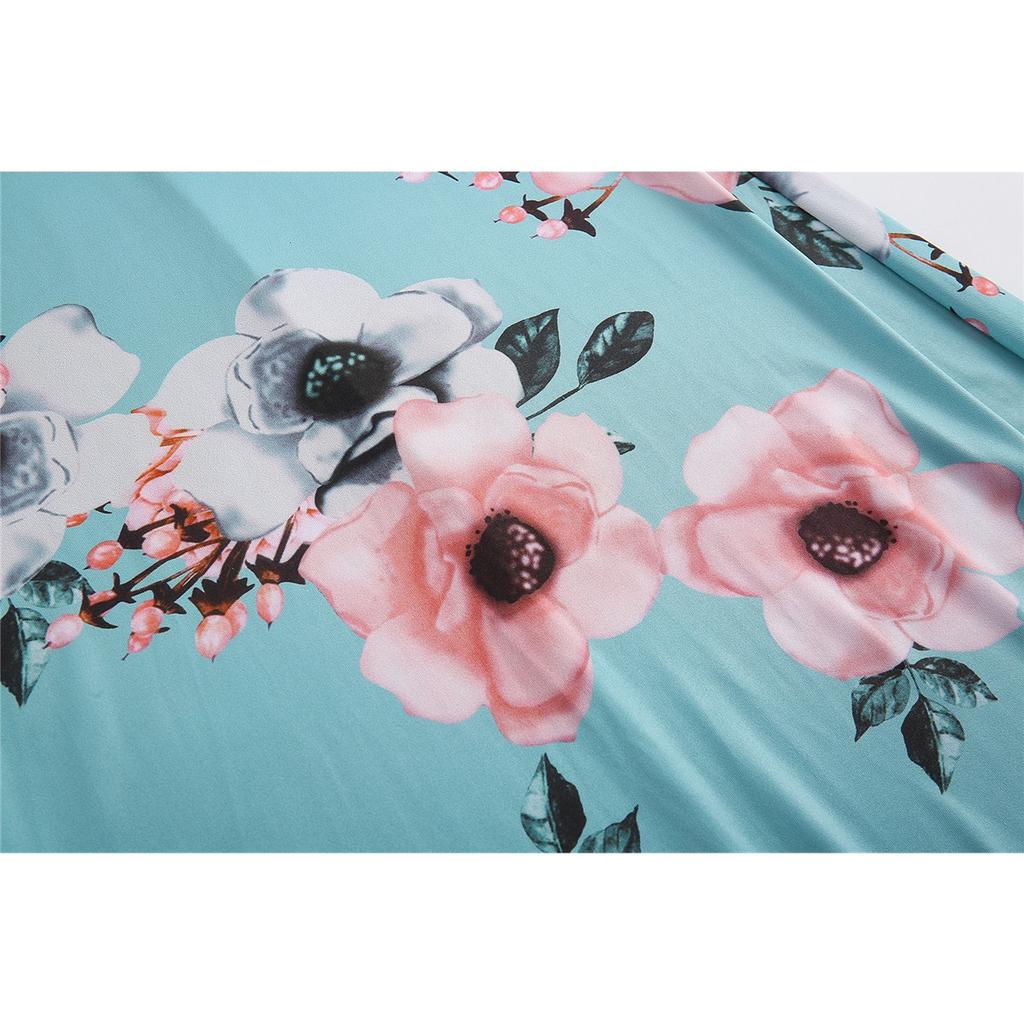 Blumenprint Elegantes Übergrößenkleid Tunika Maxikleid Damen Abendpartykleid Sommerkleid
