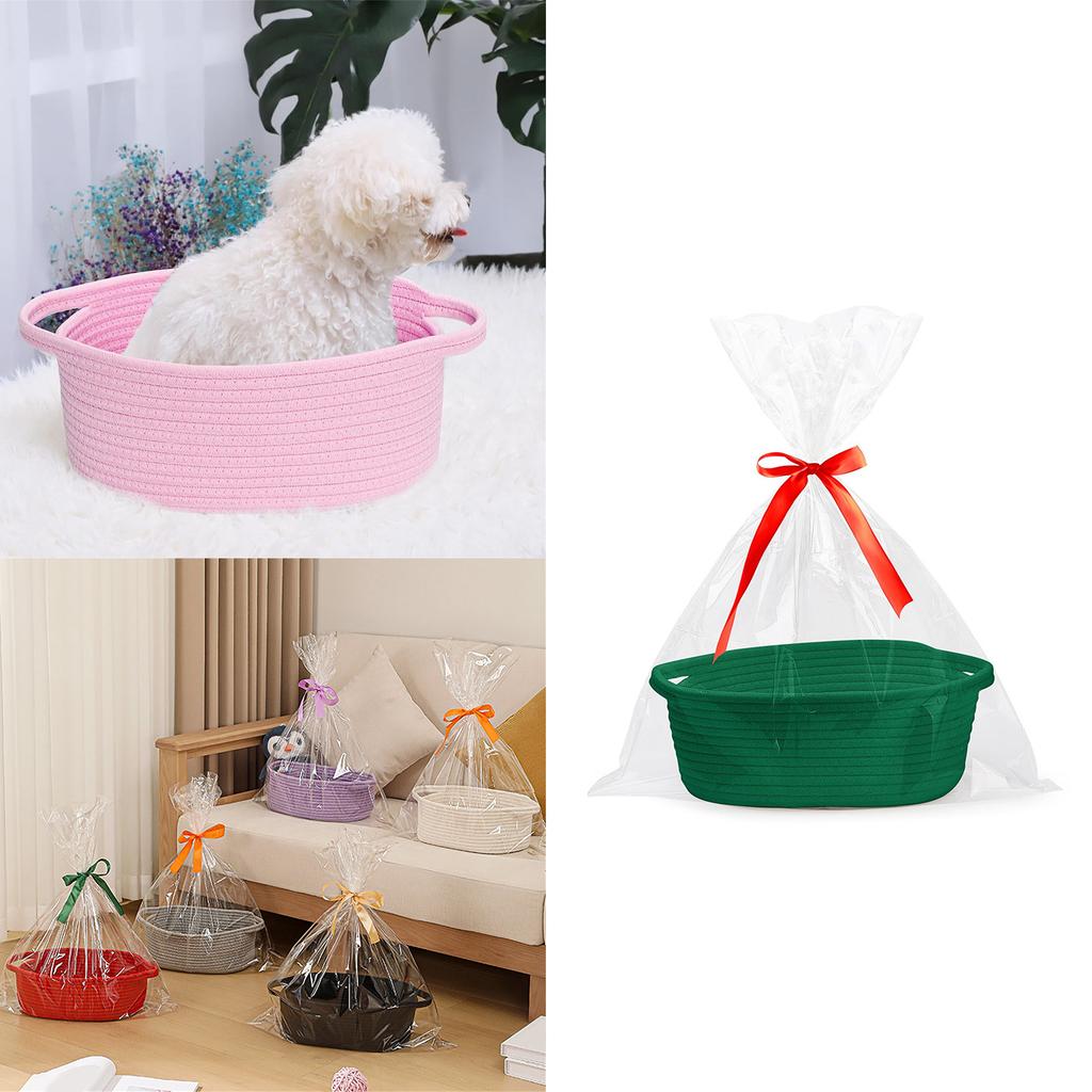 Spacious Woven Storage Basket With Durable Cotton Rope And Elegant Handle Woven Storage Holder For Home Organization