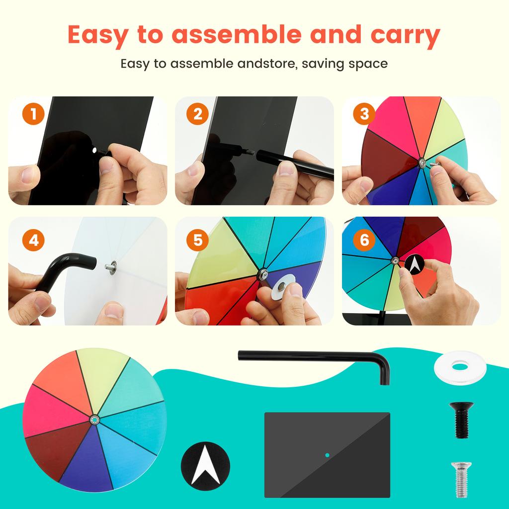 Tabletop Prize Wheel Dry Erase Spin Wheel Spin Game Color Roulette Wheel for Pub Gatherings Promotional Activities Party Favors