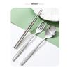 Stainless steel 3-piece cutlery set including chopsticks, fork, and spoon. Lightweight and convenient, portable tableware set with a convenient case f