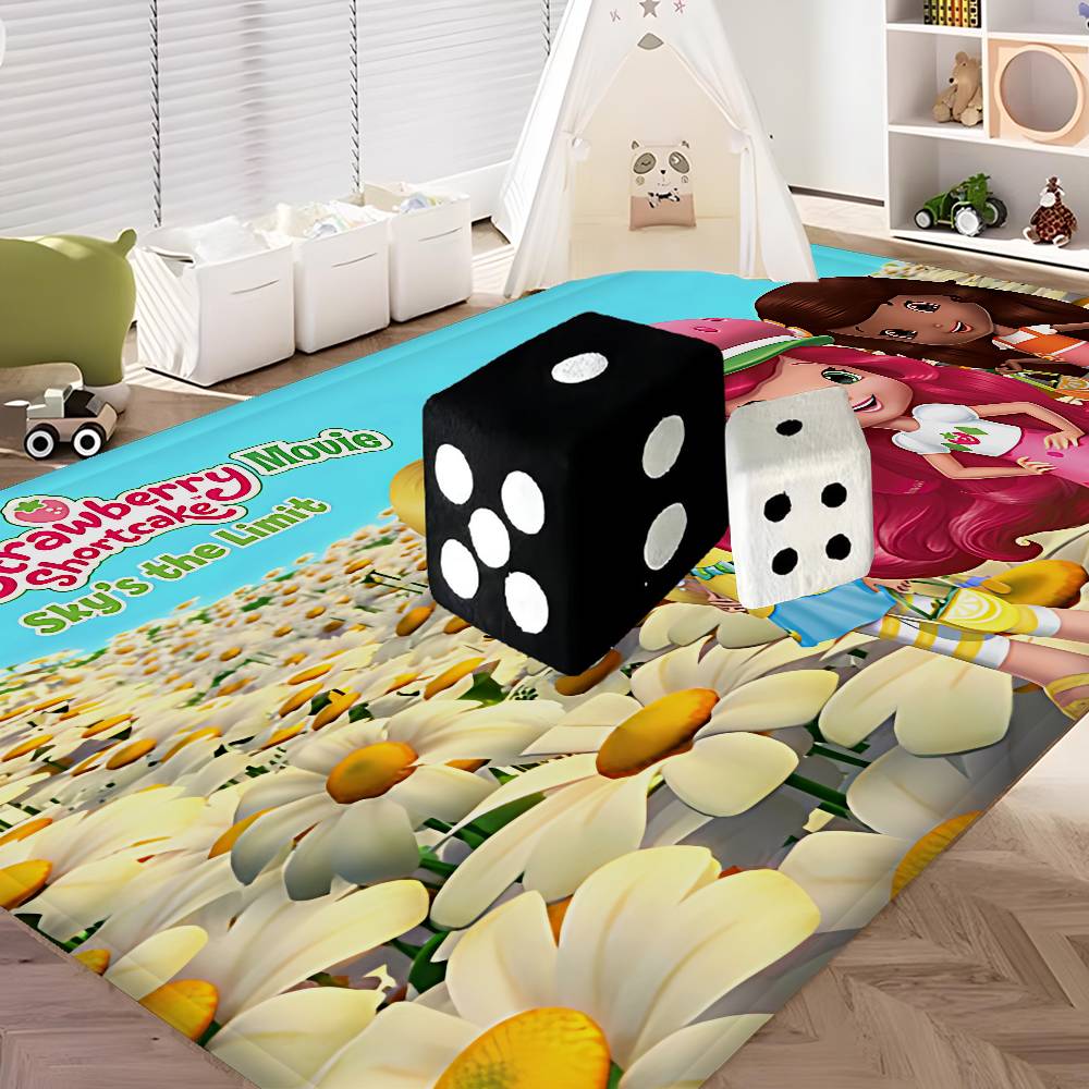 S-Strawberry-Pink Girl Door Mat Kids Room Bedroom Decoration Balcony Anti-Slip Doormat Living Room Doormat Area Rug