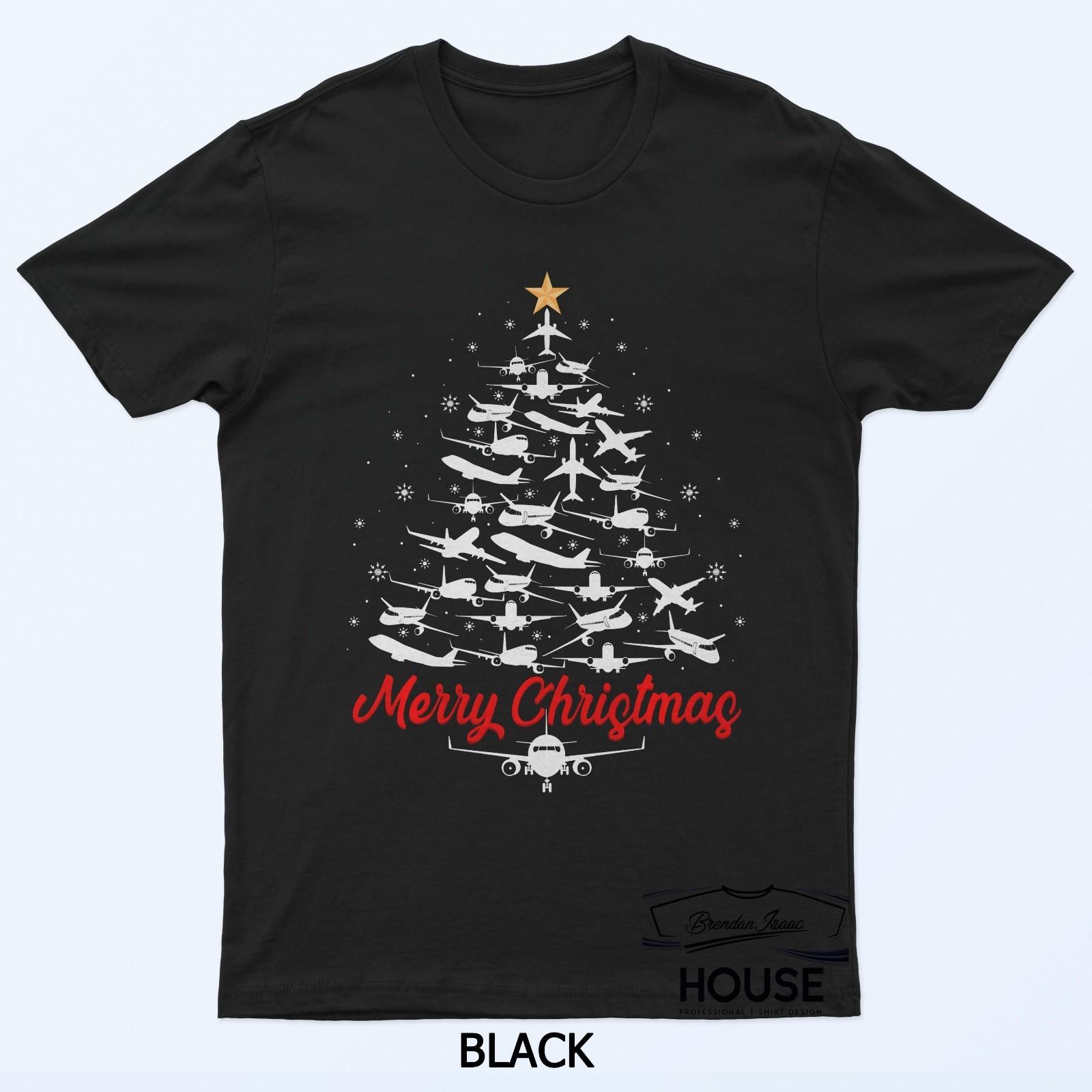 Airplane Merry Christmas Tree Funny Airplane Pilot Xmas T-Shirt XXXL