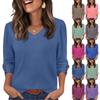Damenmode Lässig Einfarbig V-Ausschnitt T-Shirt Top