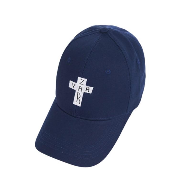 VARZAR Black Cross Logo Overfit Buckle Cap Navy