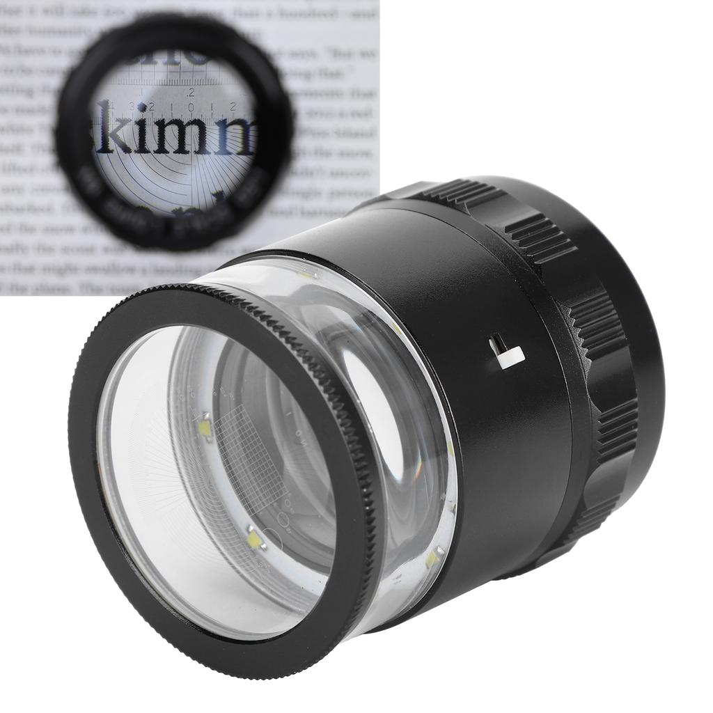 8LED 10X Magnifier Loupe with Scale High Definition Adjustable Magnifying Glass