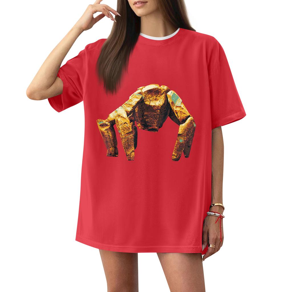 Women's Casual Printed T-Shirt Round Neck Pullover Short Sleeve Top