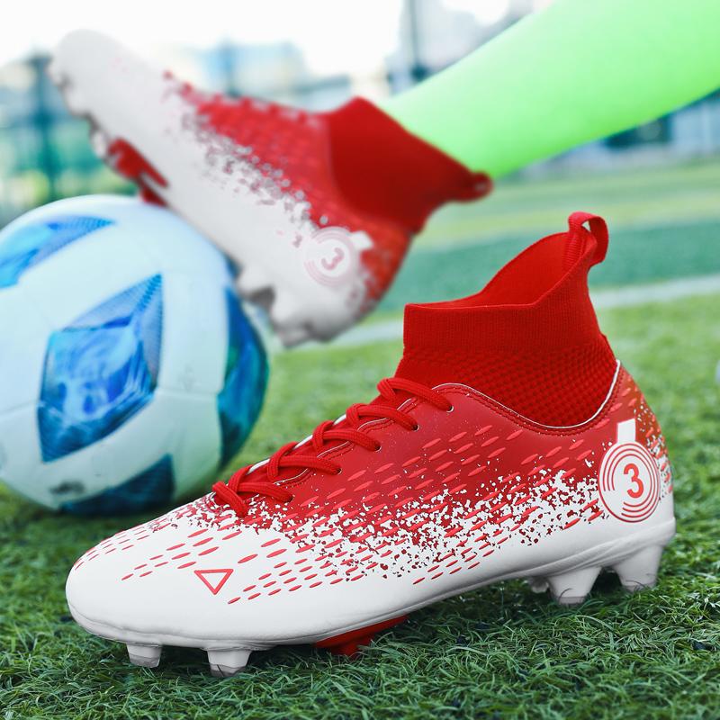 Botas de fútbol para hombre, calcetines elásticos de alta calidad AG, uñas largas, entrenamiento profesional de competición, zapatos de fútbol para niños
