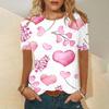 Women's Fashion Casual Comfortable Printed O-Neck Short Sleeve Top Blouse