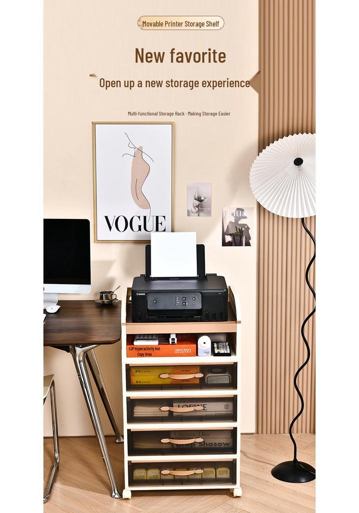 Printer Stand: Multi-Layer Floor Cabinet for Office and Home Use